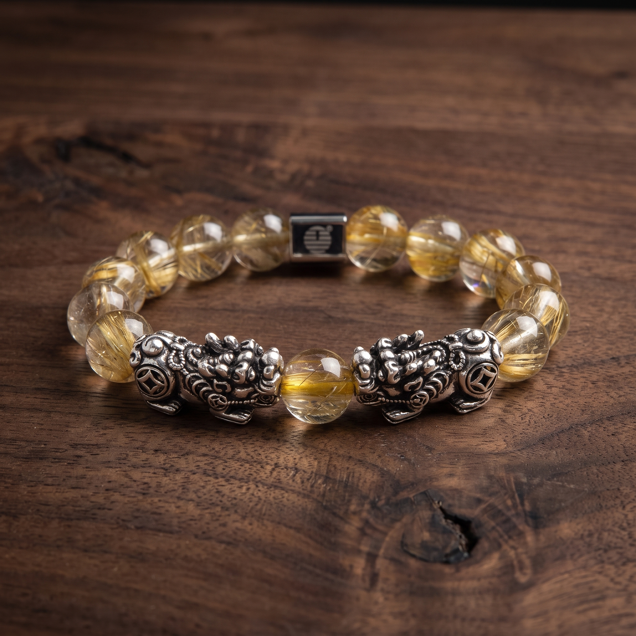 Rutilated Quartz Twin Pixiu