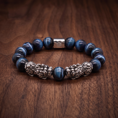 Blue Tiger Eye Twin Pixiu