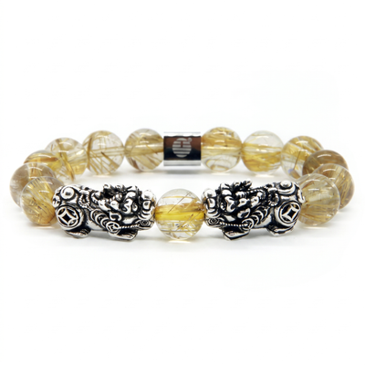 Rutilated Quartz Twin Pixiu