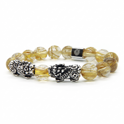 Rutilated Quartz Twin Pixiu