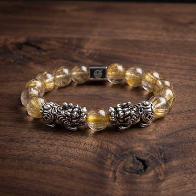 Rutilated Quartz Twin Pixiu